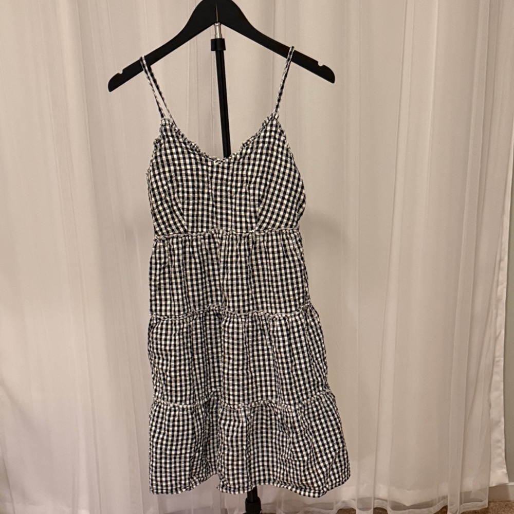Elegant Black and White Checkered Mini Dress